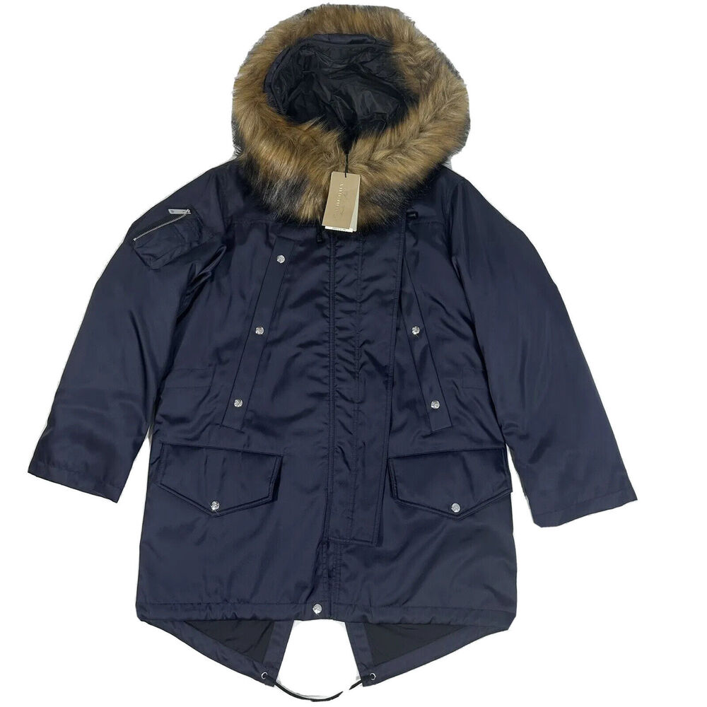 Burberry Lanfair Women Puffer Parka Jacket Coat 3 in 1 Blue Navy Sz XL NWT $1990